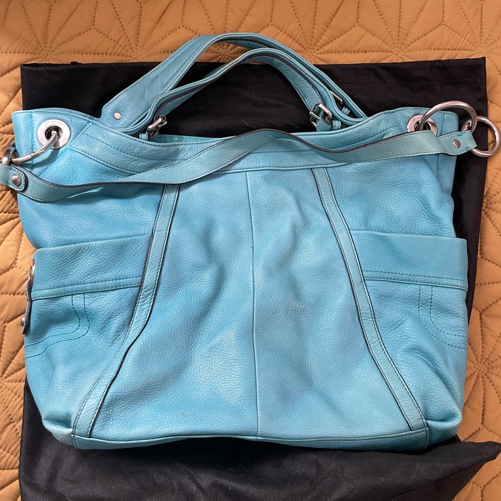 B. Makowsky Turquoise Leather “Jakarta” Shoulder Bag